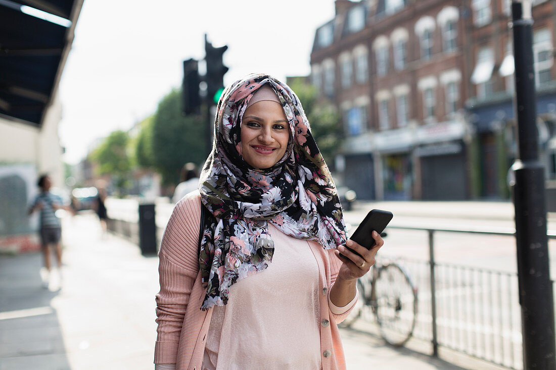 Woman wearing floral hijab