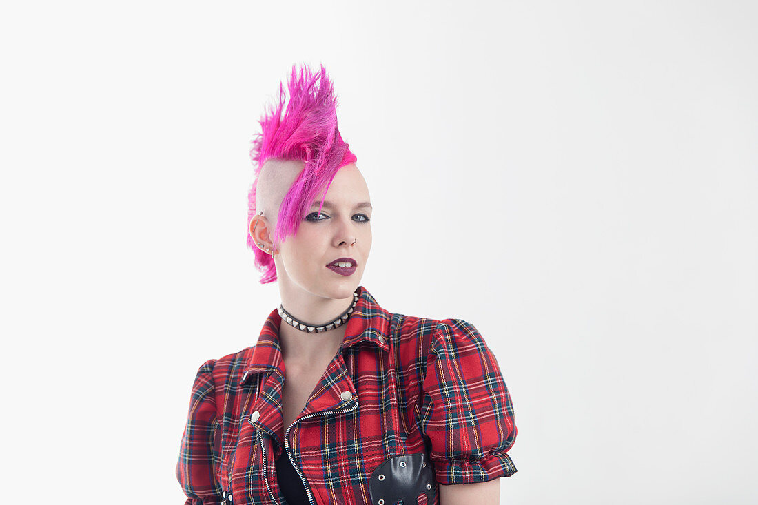 Young woman with pink mohawk