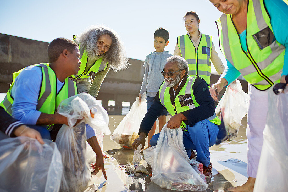 Volunteers cleaning up litter