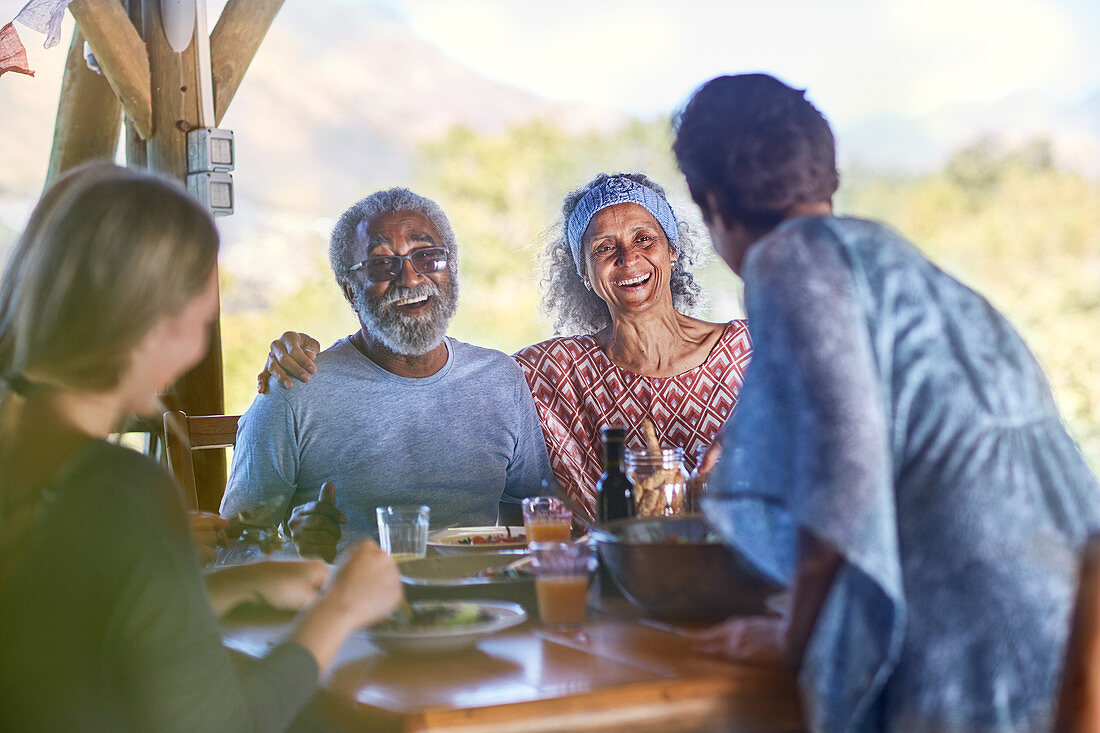 Senior couple enjoying breakfast