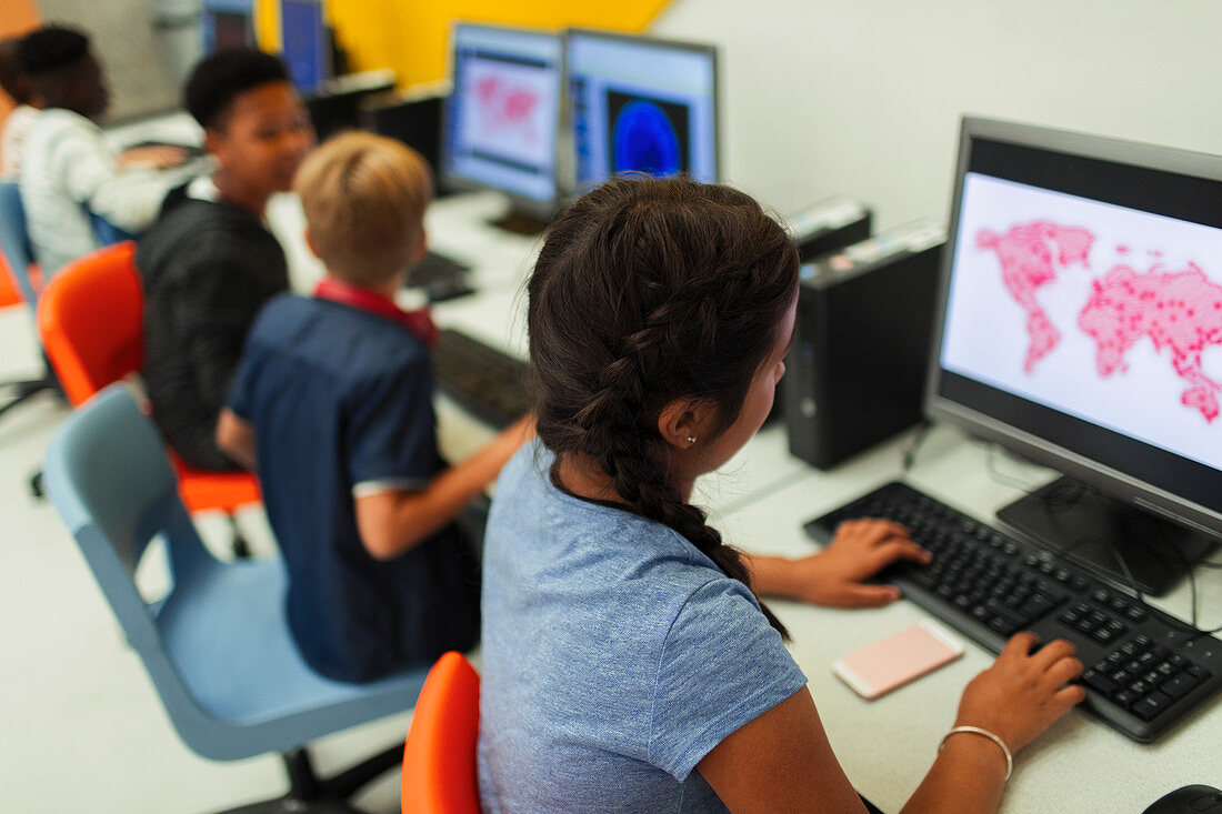 Students using computers