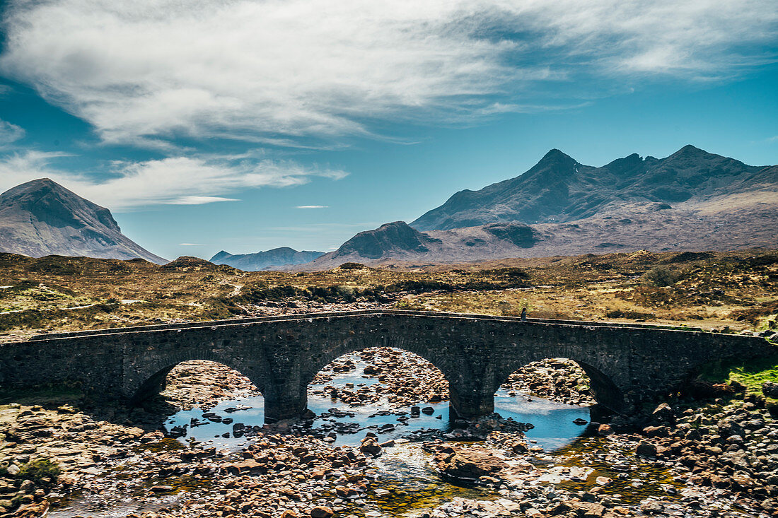Bridge over craggy river, Isle of Skye, Scotland