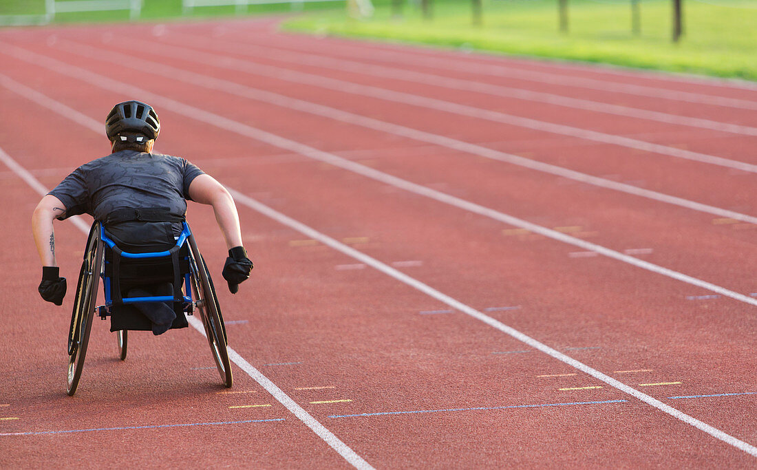 paraplegic athlete in wheelchair race