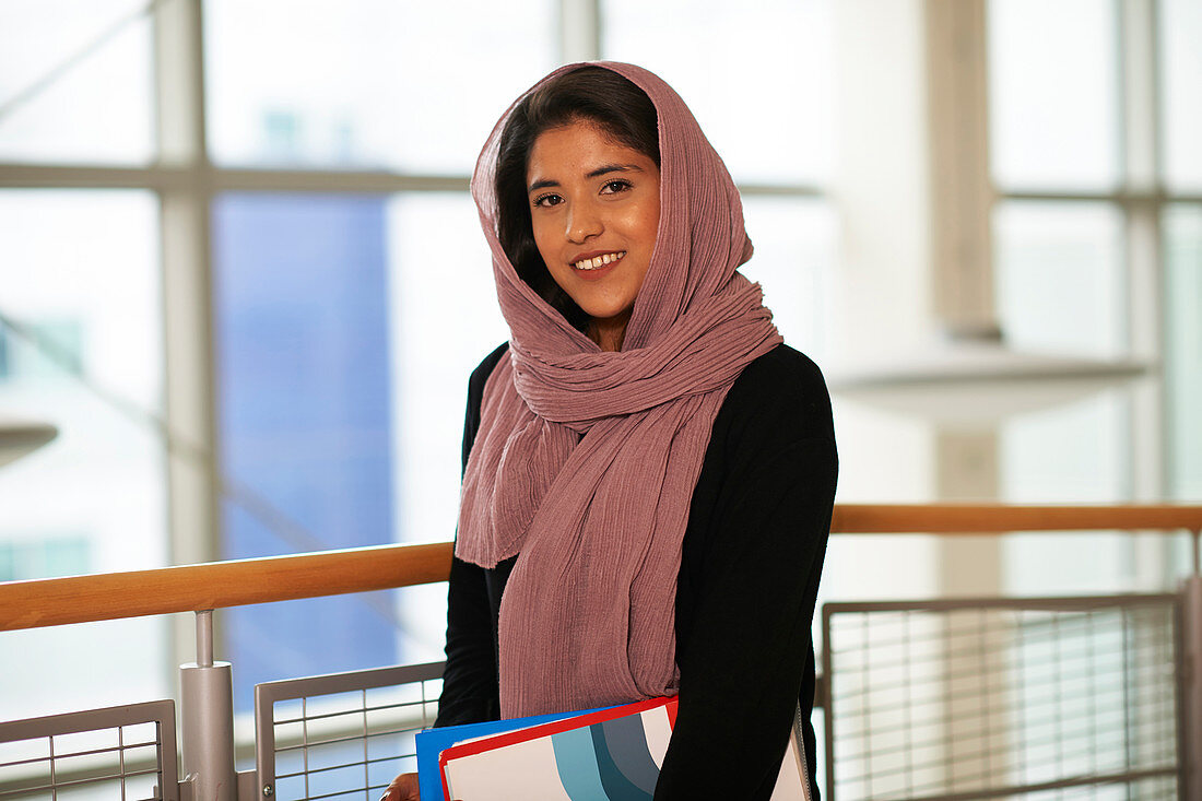 Portrait confident businesswoman in hijab