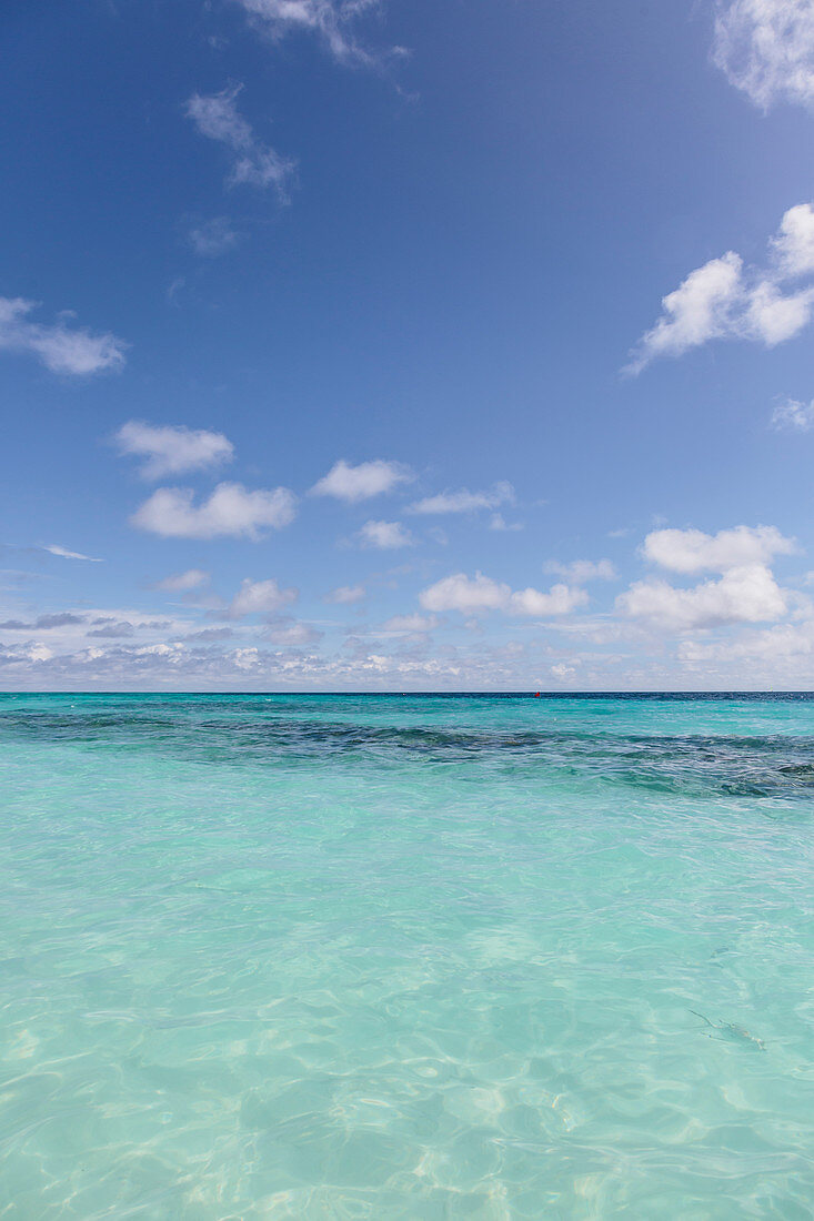 Idyllic turquoise ocean under blue sky, Maldives