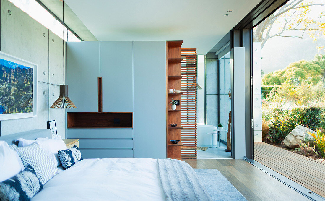 Modern, luxury home showcase bedroom