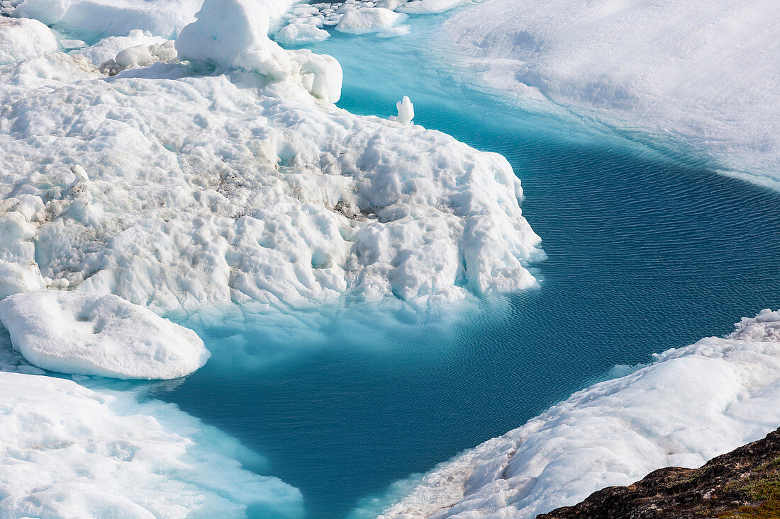 Scenic view melting glacier Atlantic Ocean Greenland