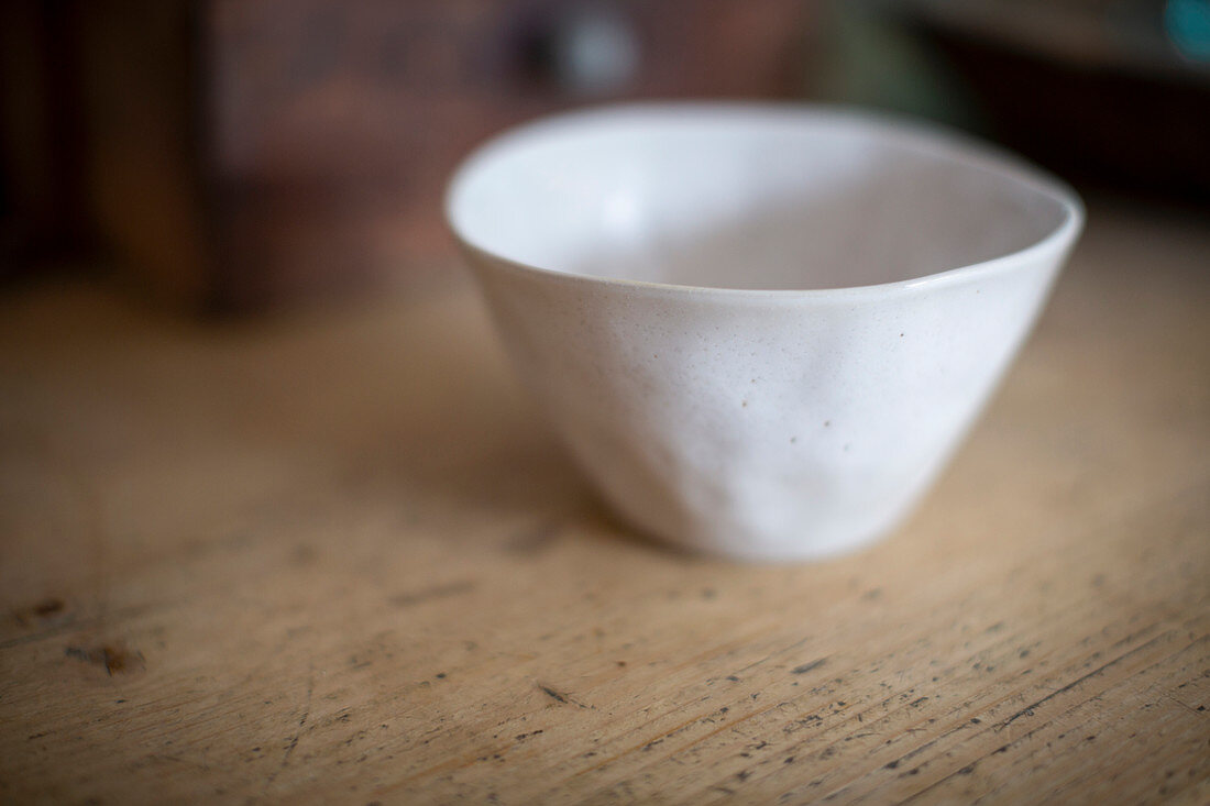 Close up white ceramic bowl