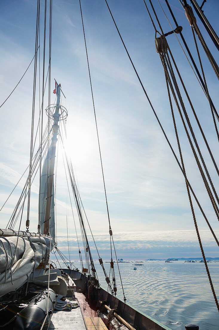 Ship sailing on Atlantic Ocean Greenland