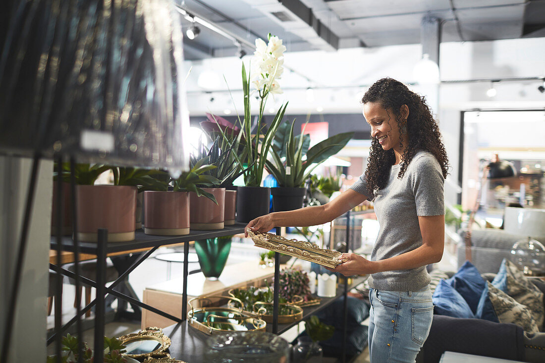 Woman shopping in home decor shop