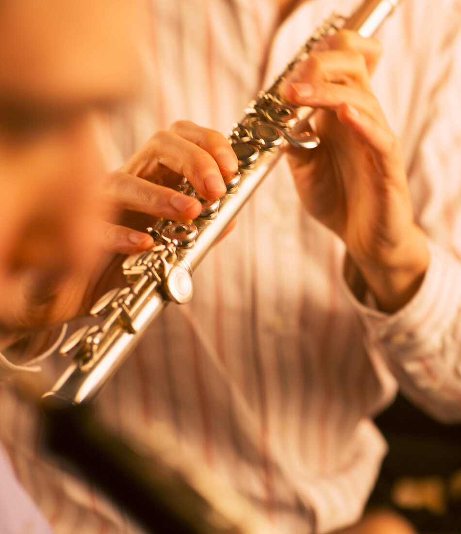 Flutist performing