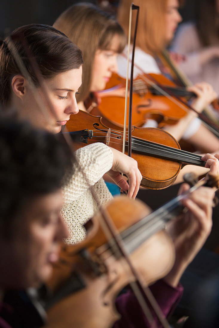 Violinists performing