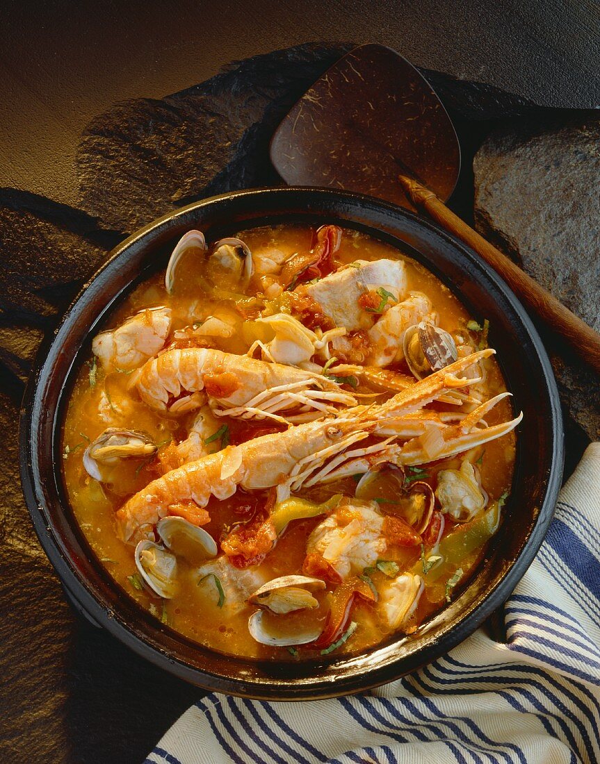 Cacciucco (fish and seafood stew), Tuscany, Italy