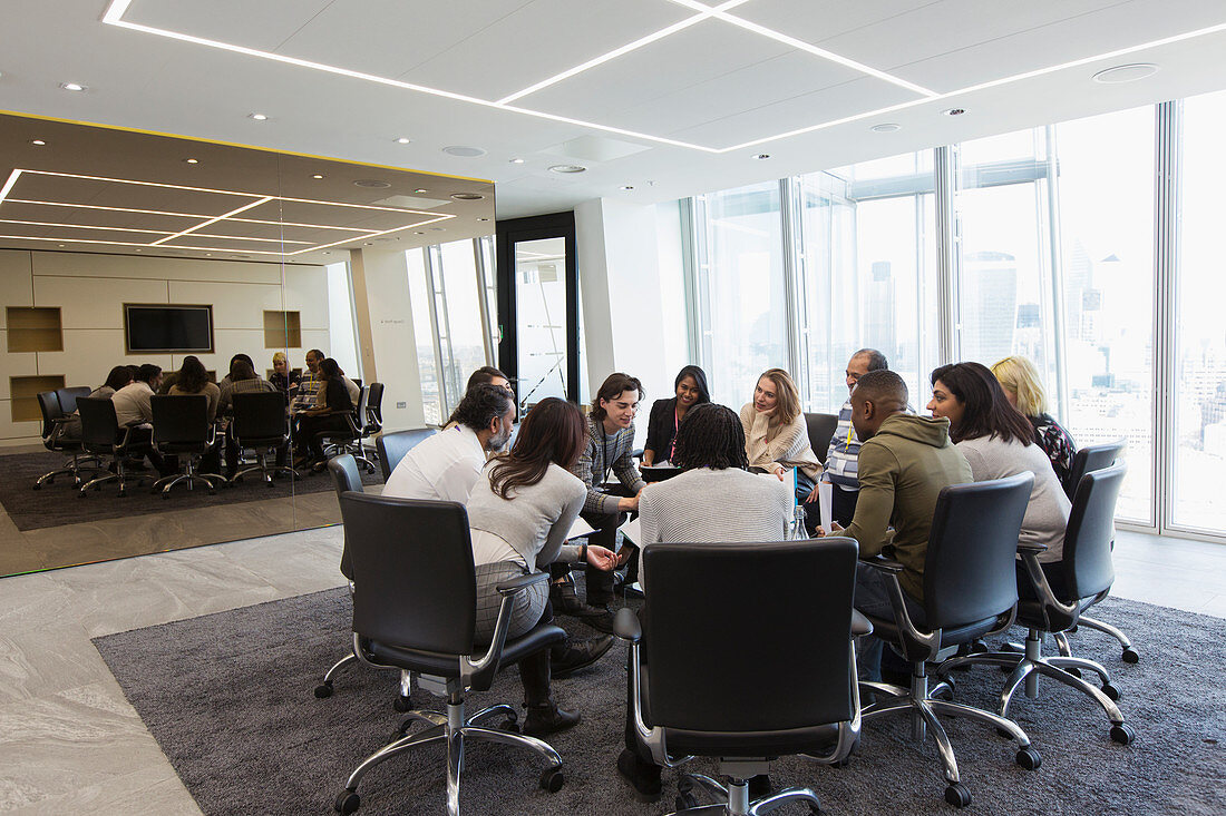 Business people meeting in circle