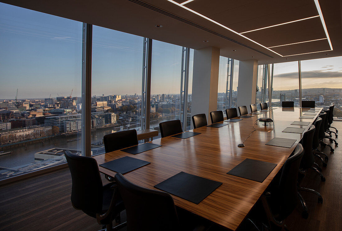 Modern highrise conference room table