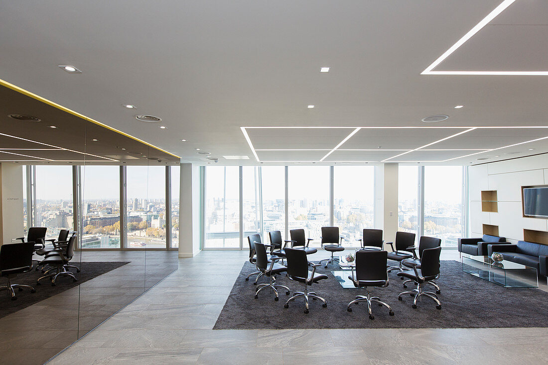 Chairs in circle in modern business lounge