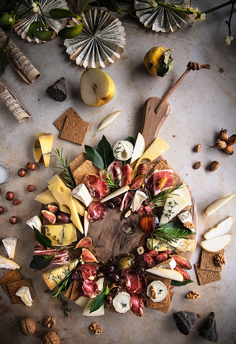 Festive charcuterie and cheeseboard platter