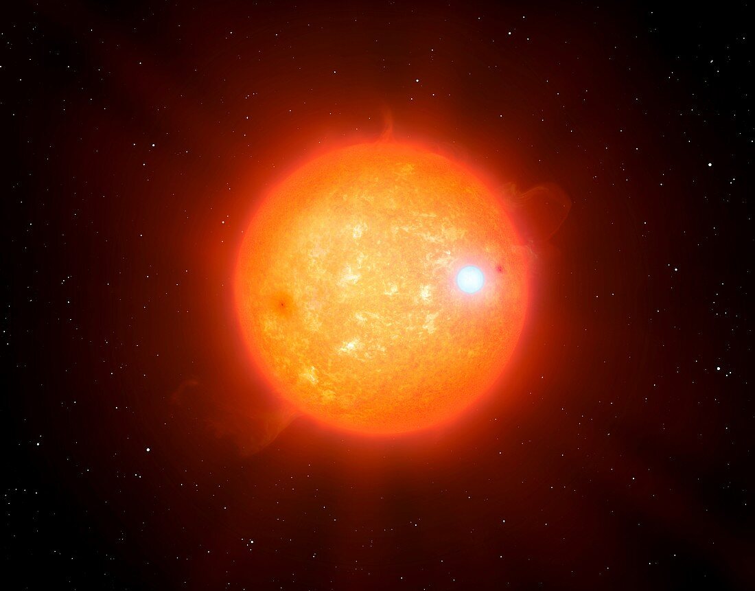 Artwork of white dwarf red dwarf binary