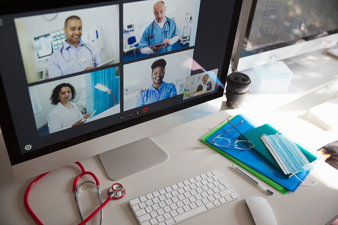 Doctors and nurse video conferencing