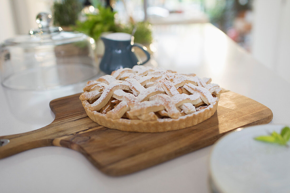 Fresh homemade baked lattice apple pie