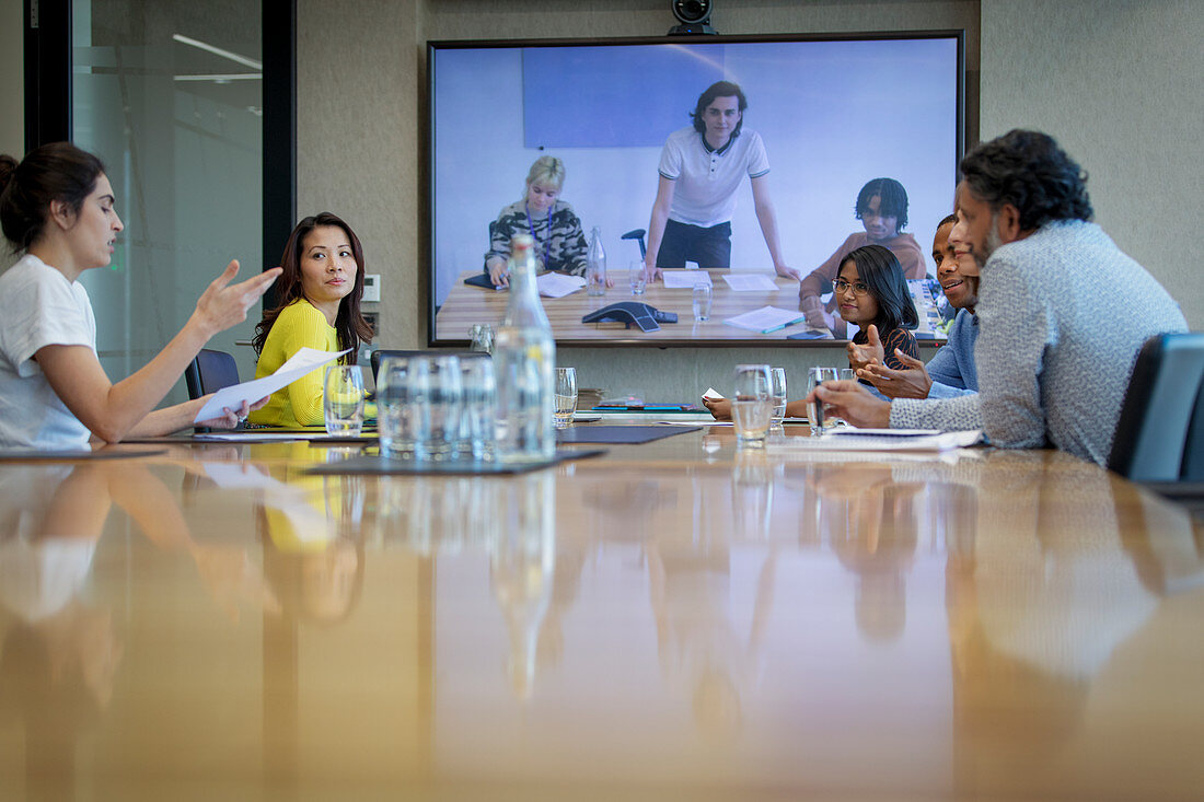 Business people video conferencing meeting