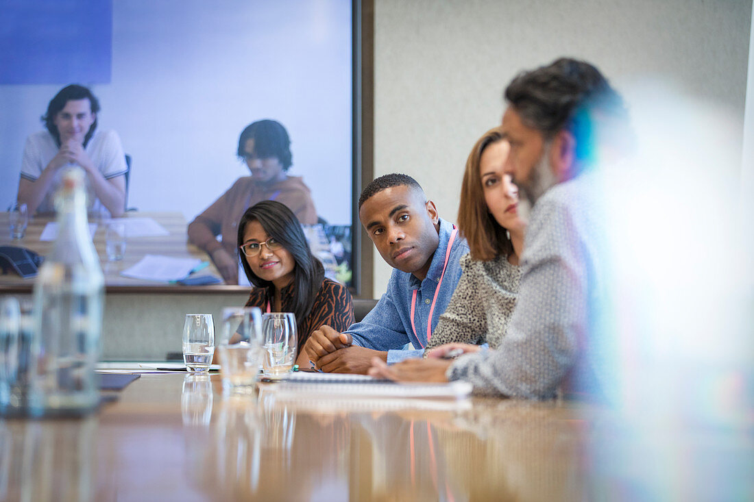 Business people video conferencing meeting