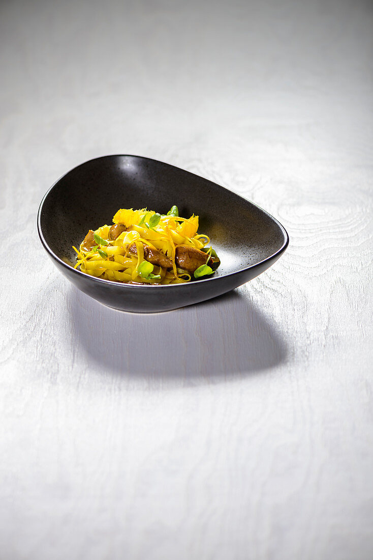 Tagliatelle with duck ragout and oranges