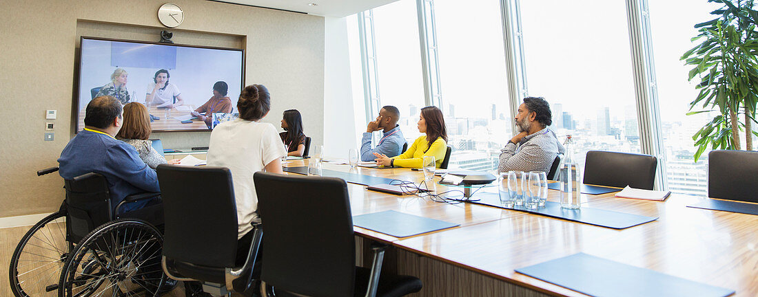 Business people video conferencing meeting