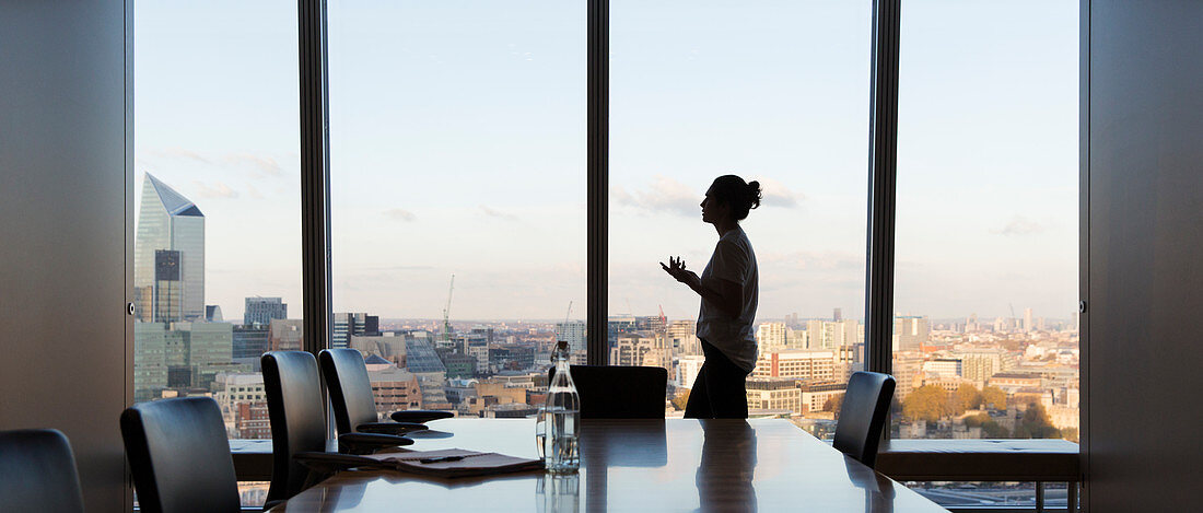 Businesswoman preparing for meeting