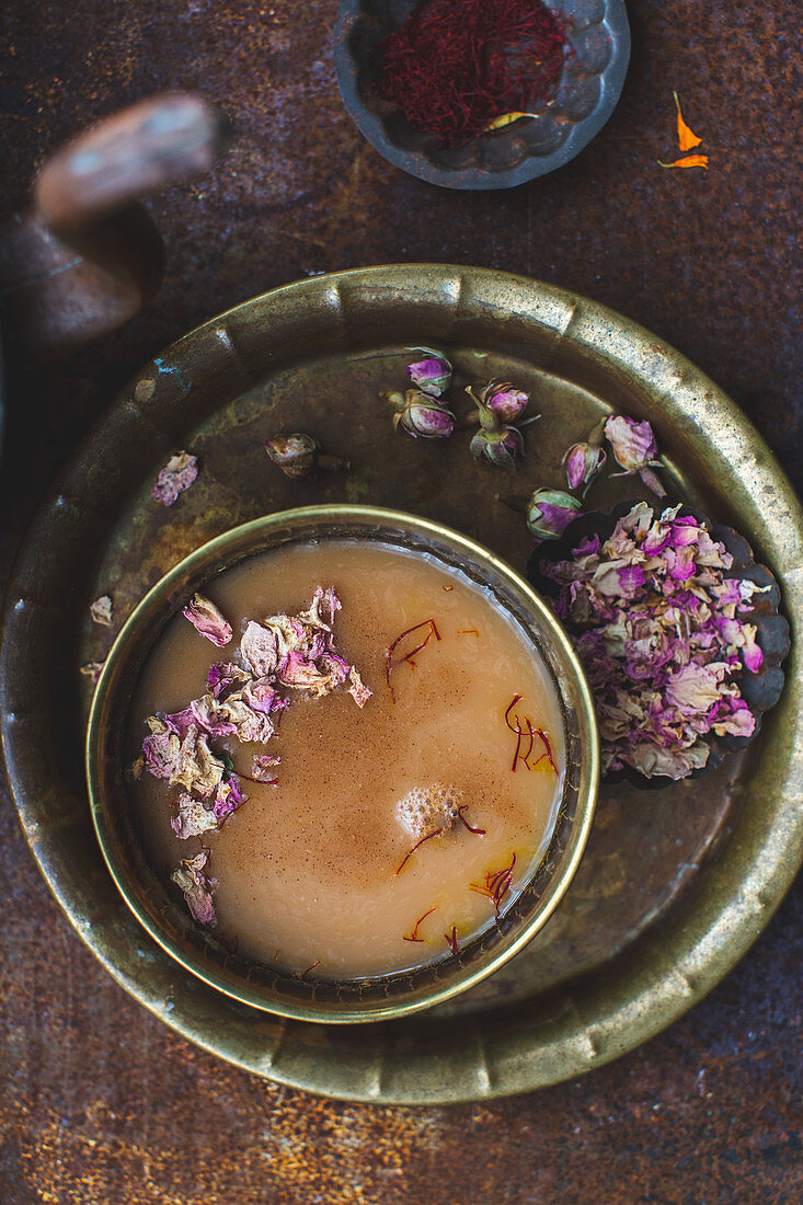 Rose and saffron chai tea