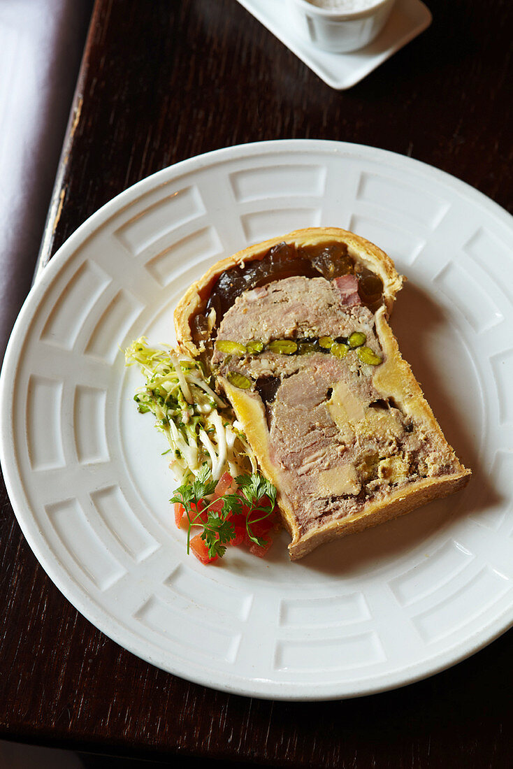 Meat pie with pistachio nuts