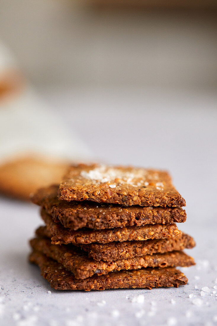 Homemade crackers without flour, made from almond