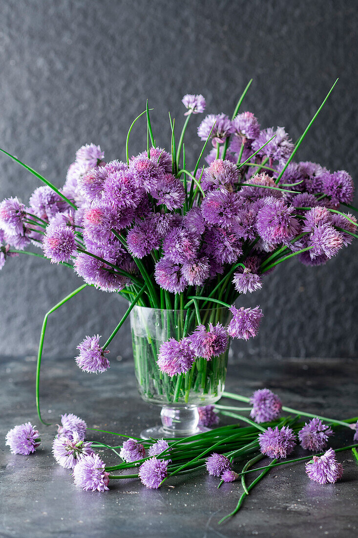 bunch of chive blossoms