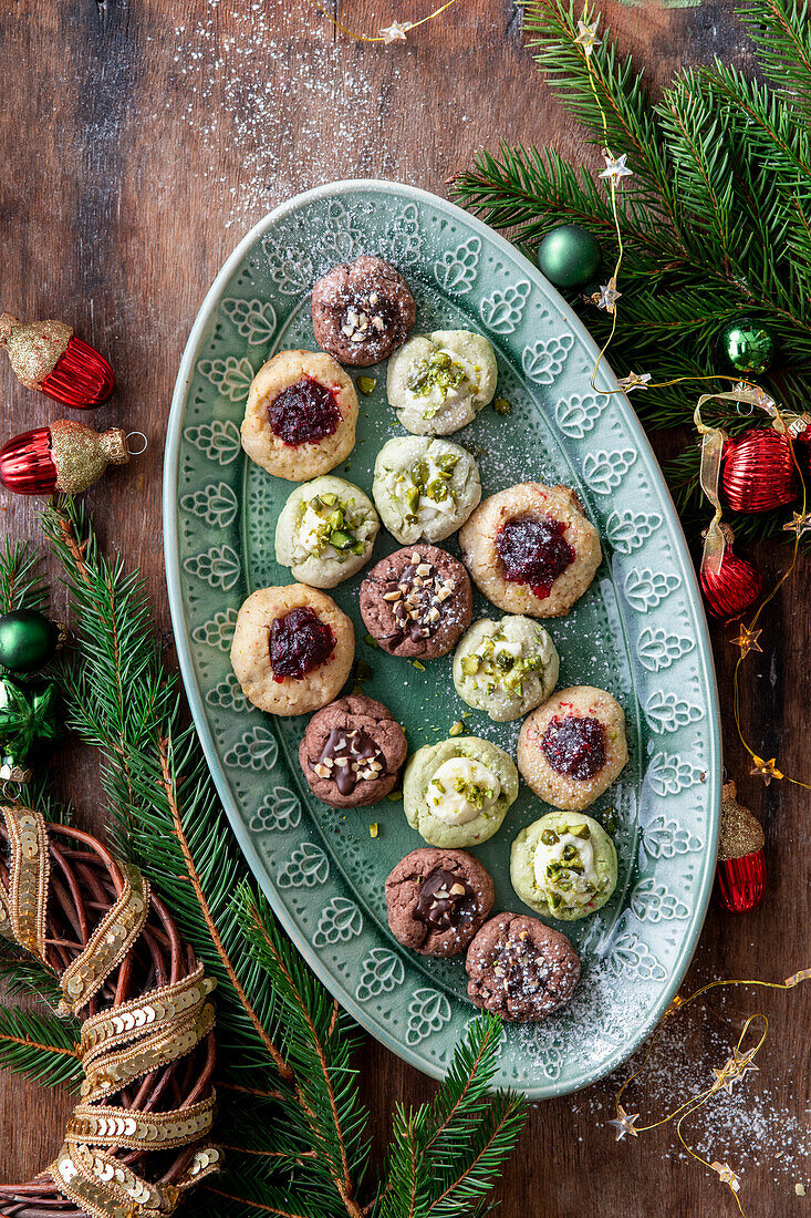Thumbprint Cookies – Vanille, Schokolade und Matcha