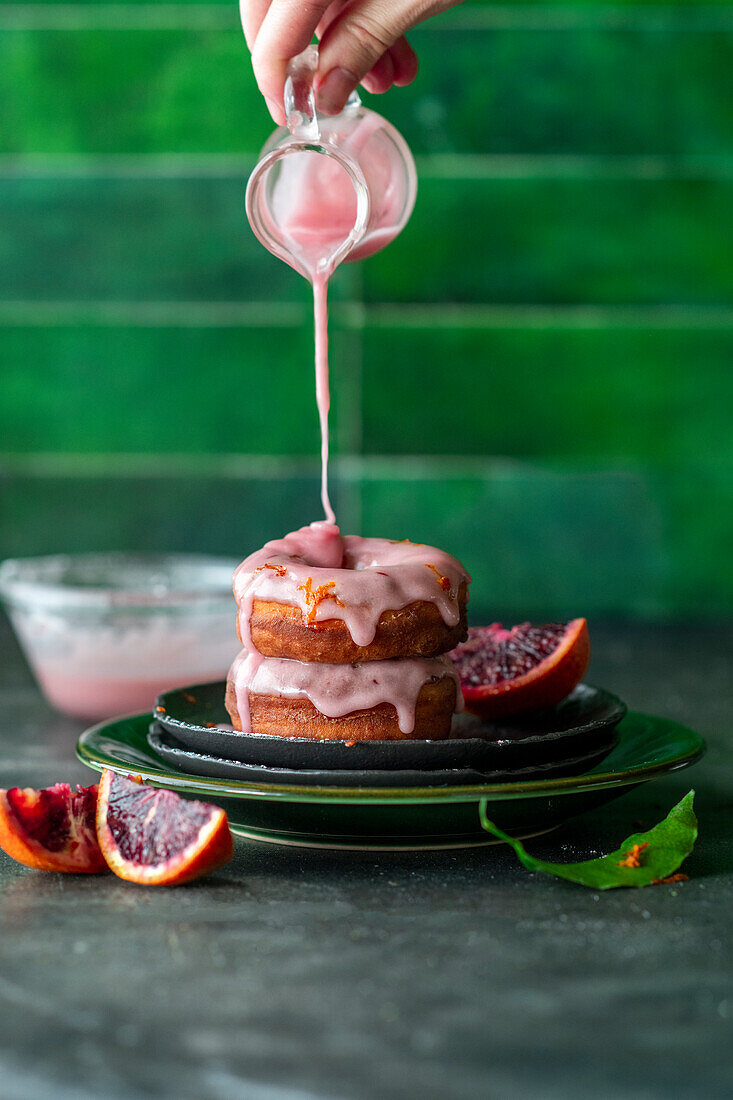 Blood orange glazed donuts