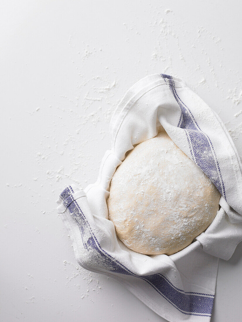 Yeast dough on cloth