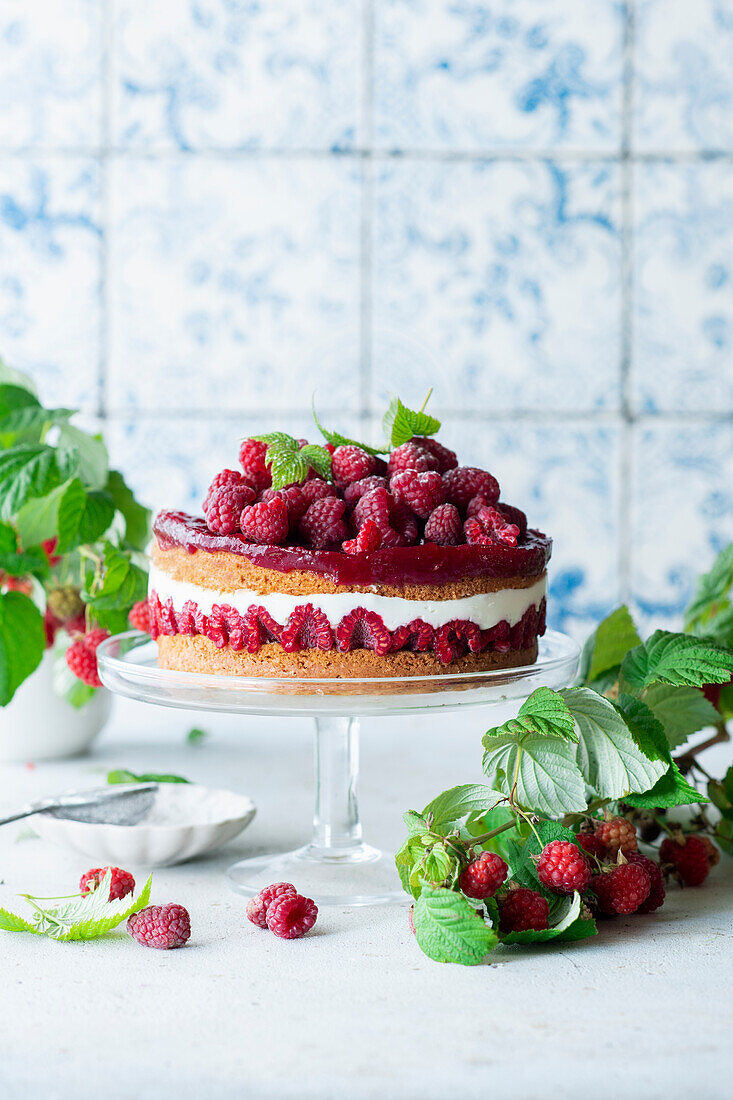 Raspberry tart with jelly