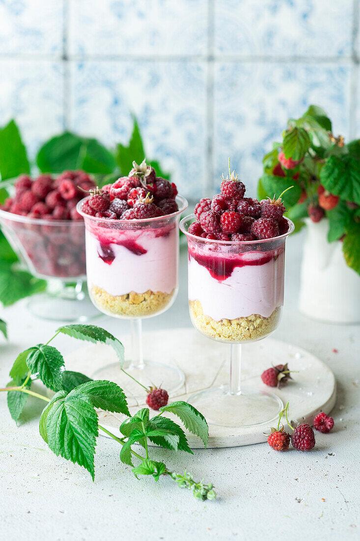 Himbeer-Cheesecakes im Glas