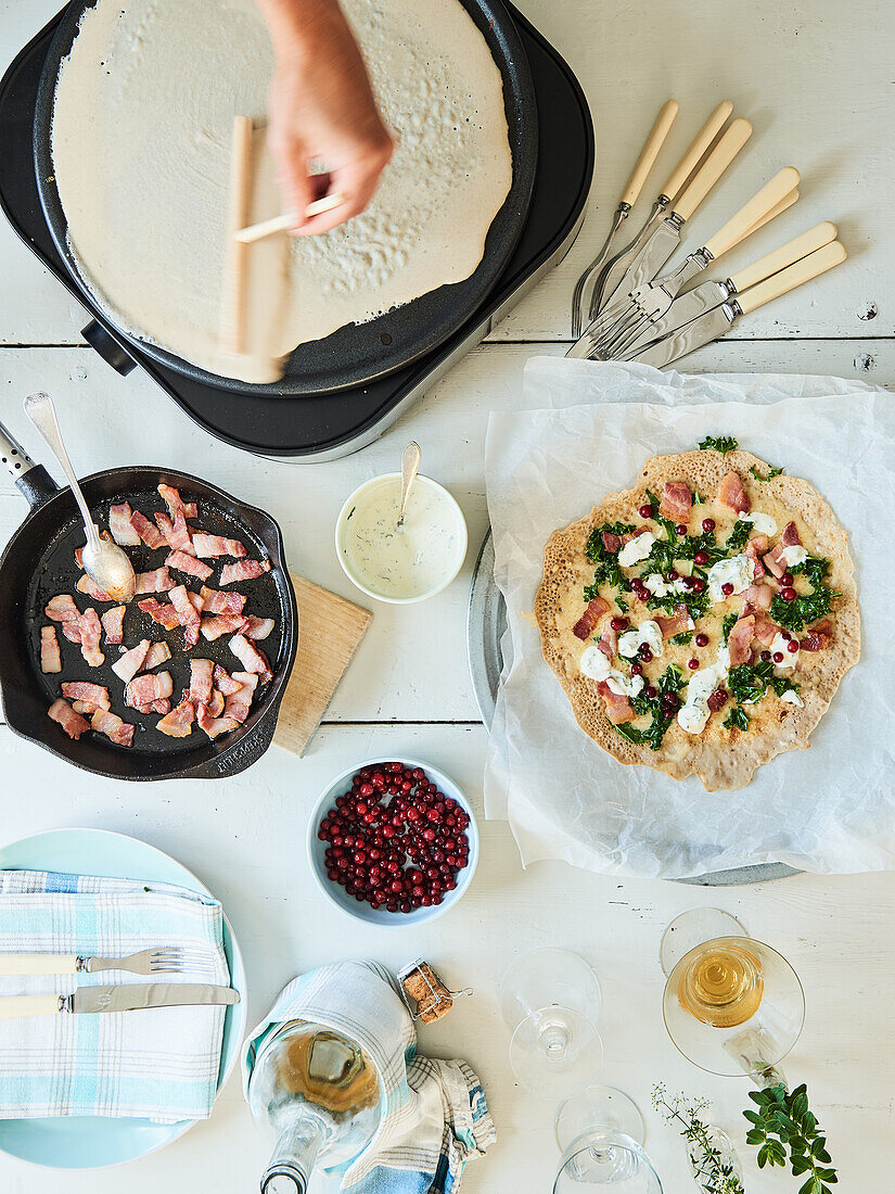 Galette mit Speck und Cranberries