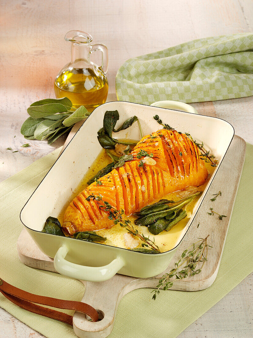 Butternut hasselback with sage