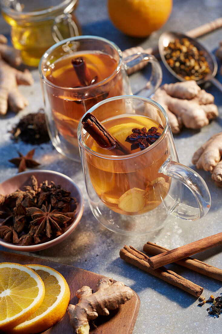 Ginger-and-orange tea with spices