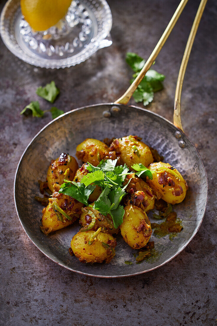 Indian curry potatoes with cilantro
