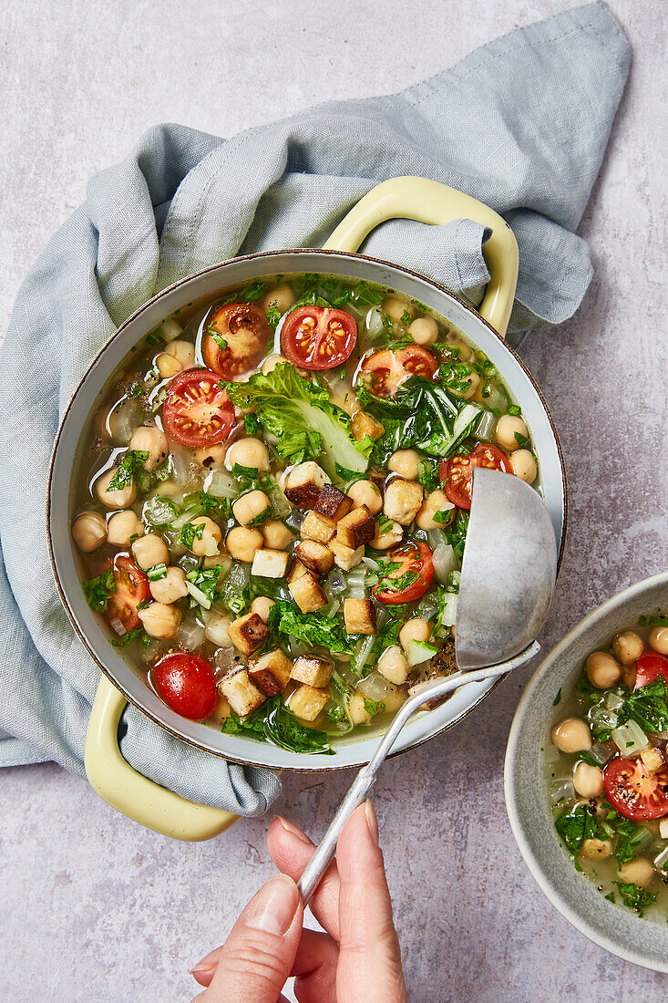 Chickpea stew with tofu and chard