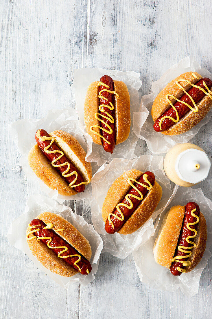 Mini hot dog with mustard mayonnaise