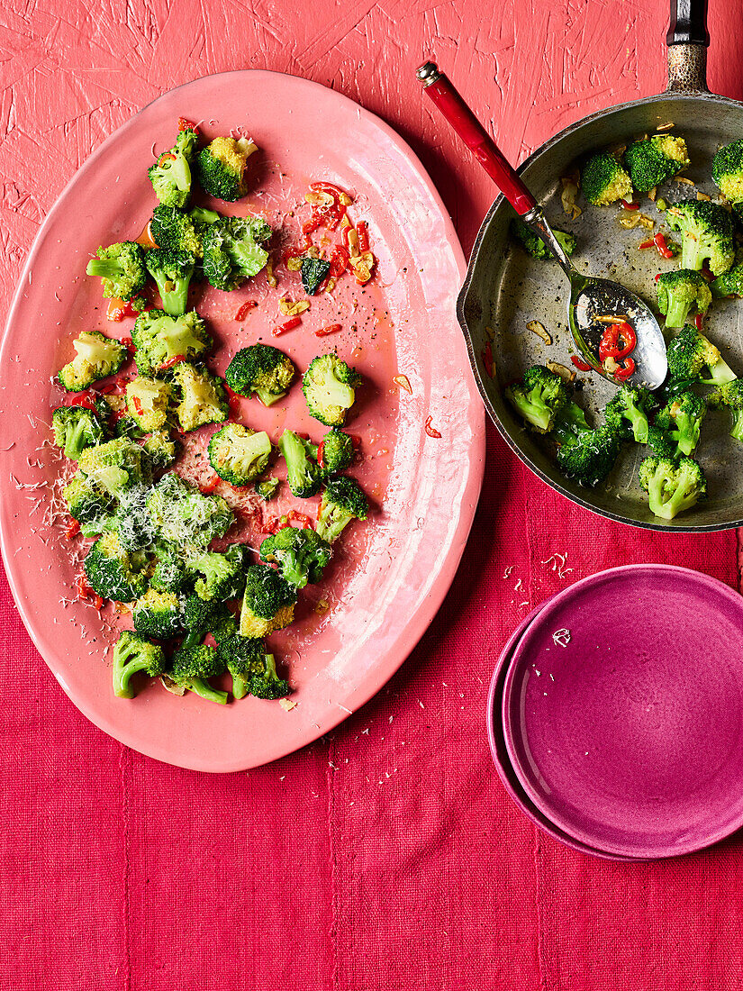 Broccoli with chilli, Parmesan and garlic