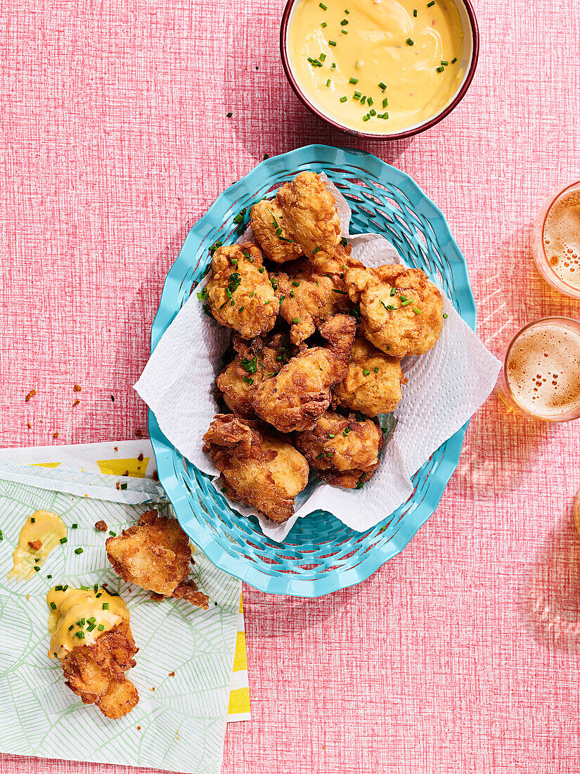 Cheesy buttermilk popcorn chicken nuggets