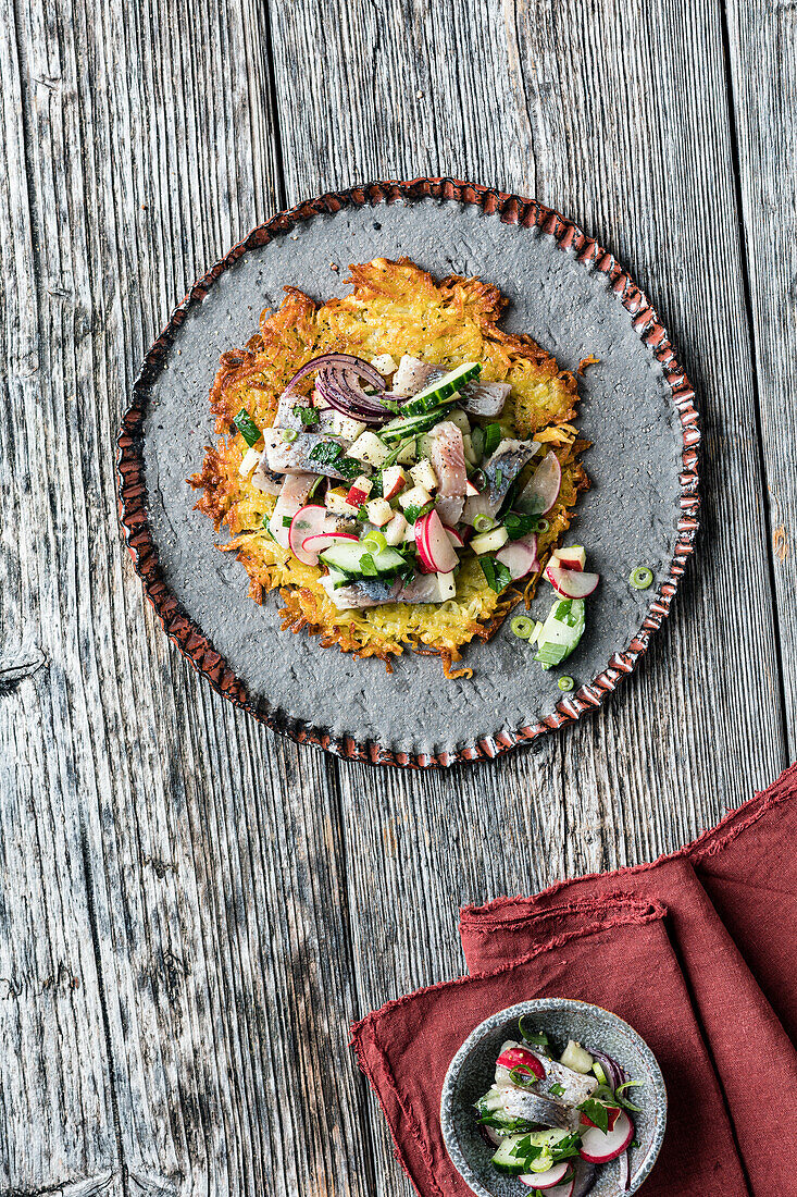 Herring salad on a potato rösti