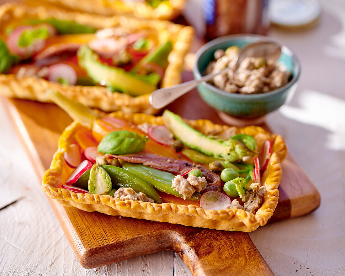 Anchovy and vegetable tart