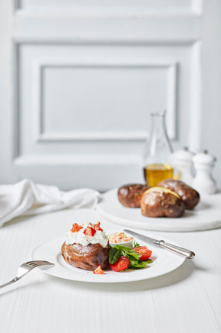 Jacket potatoes with a creamy filling