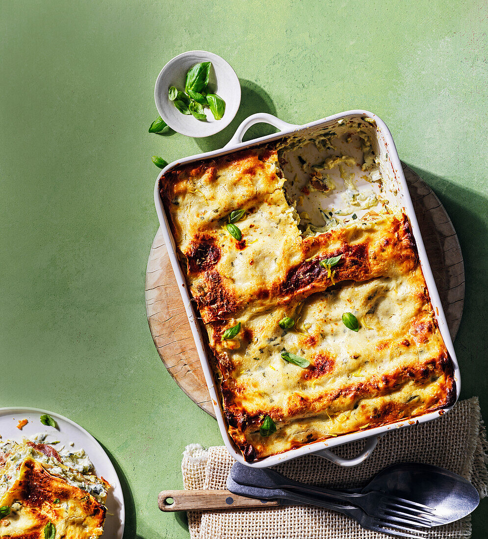 Zucchini-Parmaschinken-Lasagne mit Zitronen-Ricotta